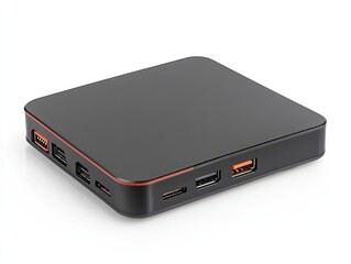 Streaming media box on white background