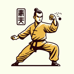 cartoon vector illustration of people martial arts pencak silat or taekwondo