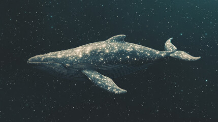 Fototapeta premium Cosmic Whale in the Deep Space