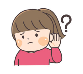 左手を耳に当てて考える子供