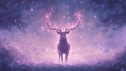 Fototapeta premium Enchanted Deer in a Starry Night