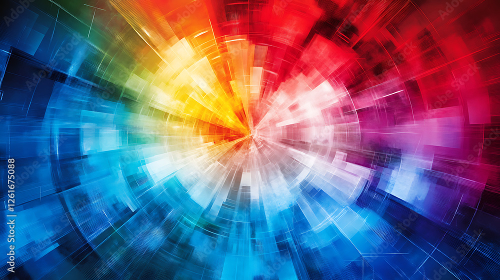 Aufkleber radiant spectrum of circular geometries abstract visualization and concentric colors artistic design