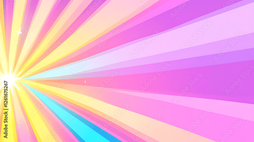 Poster radiating pastel spectrum of light rays creating a captivating visual display art background