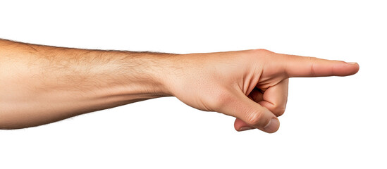 Hand Pointing Right: A close-up shot of a male hand pointing to the right, emphasizing direction and guidance. The image is clean and simple, perfect for illustrating concepts related to direction.