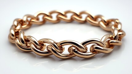 Obraz premium Golden Shiny Chain Bracelet on White Background. Generative AI