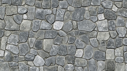 A detailed high-resolution seamless gray cobblestone texture with stone shapes, ideal for construction or 3D rendering projects. The tileable design features natural, grungy stone patterns that can be