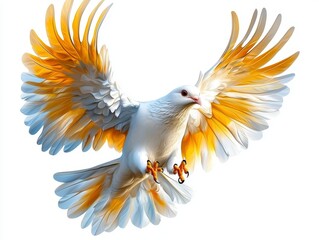 Majestic flight of a white and gold bird sky wildlife photography bright atmosphere aerial view nature beauty