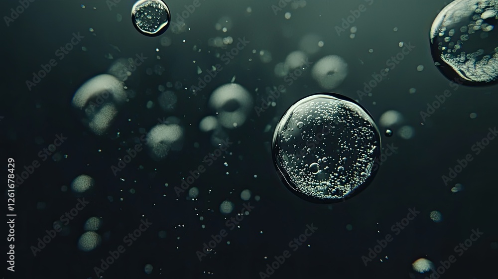 Aufkleber abstract water bubbles floating in dark background with soft focus