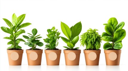 Obraz premium Collection of Potted Plants Isolated on White Background. Generative AI