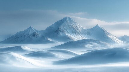 Snow-Capped Mountains in a Peaceful Winter Landscape. Generative AI