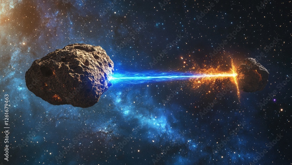 Poster asteroid collision in deep space