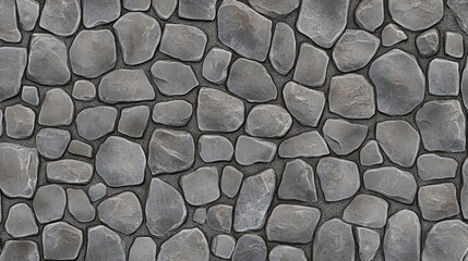 A detailed high-resolution seamless gray cobblestone texture with stone shapes, ideal for construction or 3D rendering projects. The tileable design features natural, grungy stone patterns that can be