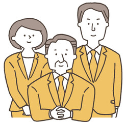 スーツ姿のビジネスマン三人単色