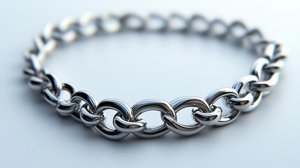 Obraz premium A shiny silver chain bracelet with interlinked loops on a smooth surface. Generative AI