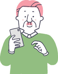 スマホを操作するシニア男性