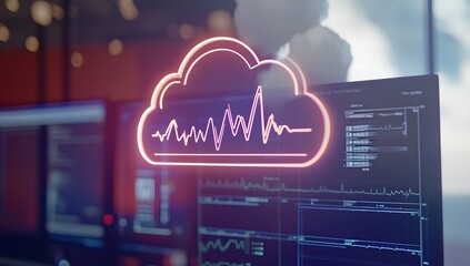 Cloud computing data visualization in a modern office