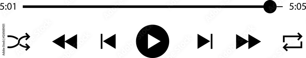 Wall mural multimedia video and music player with play button icon. video streaming frame on internet, modern s