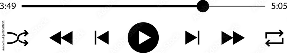 Poster multimedia video and music player with play button icon. video streaming frame on internet, modern s