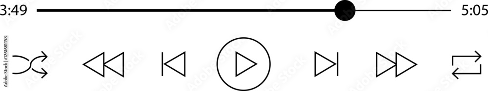 Poster multimedia video and music player with play button icon. video streaming frame on internet, modern s