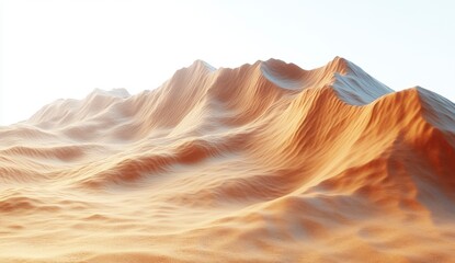 Digital Desert Mountain Range Landscape  Image Keywords Array  desert landscape,sand dunes,mountain range,orange tones,digital art,3d rendering,geometric shapes,arid