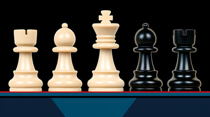 Rook Bishop King Bishop Rook Chess Pieces on Display for a Strategic Board Game Play Session