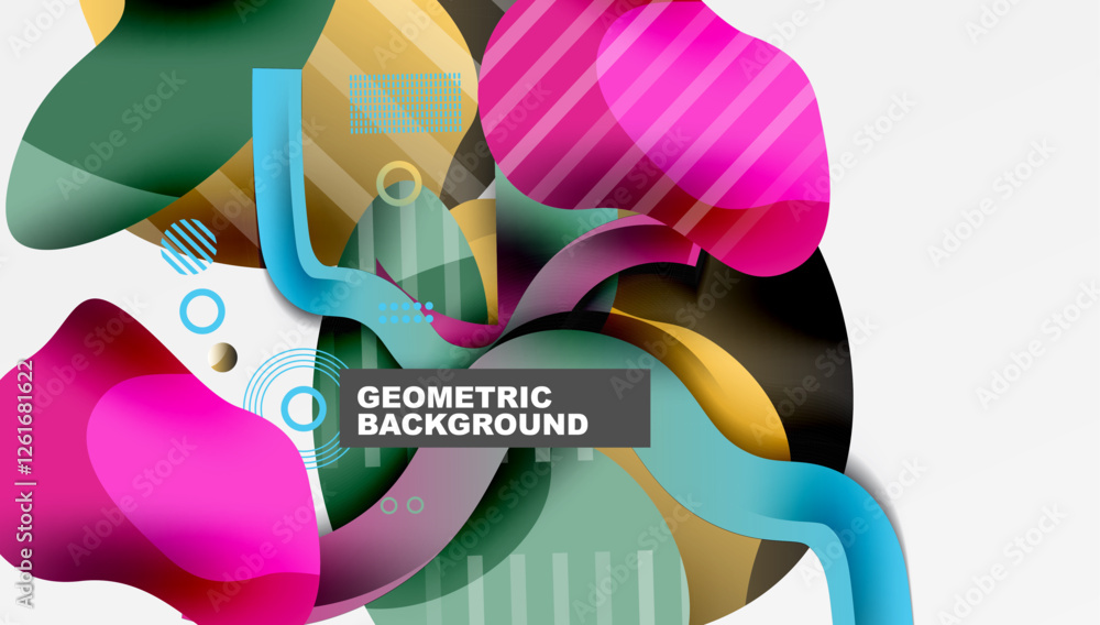 Poster abstract background - lines circles and liquid shapes