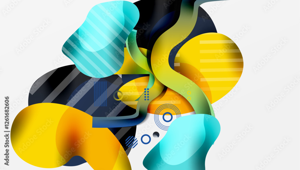 Poster abstract background - lines circles and liquid shapes