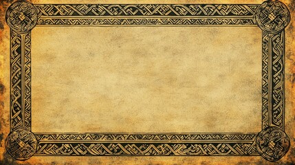 Ancient Celtic Border Frame Design Parchment Background