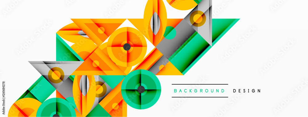 Aufkleber Dynamic geometric composition with sharp angles, circular forms, and gradient colors