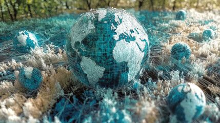 explore the interconnected world through a stunning digital globe showcasing global communication and technology with worldwide connectivity in a dynamic networked earth visualization