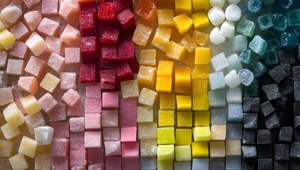 Colorful mosaic tiles arranged in rows