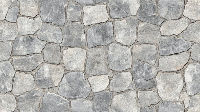 Fototapeta A detailed high-resolution seamless gray cobblestone texture with stone shapes, ideal for construction or 3D rendering projects. The tileable design features natural, grungy stone patterns that can be
