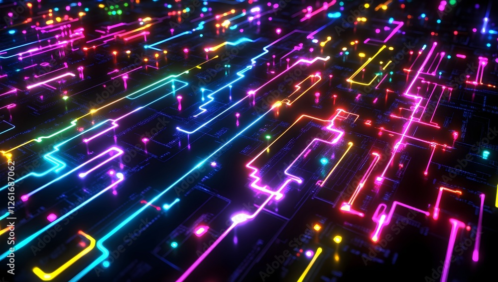 Poster colorful circuit board network abstract background