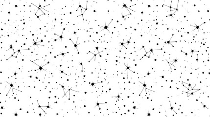 Stars and Constellations on White Background Celestial Map Cosmic Arrangement Astrological Chart Design