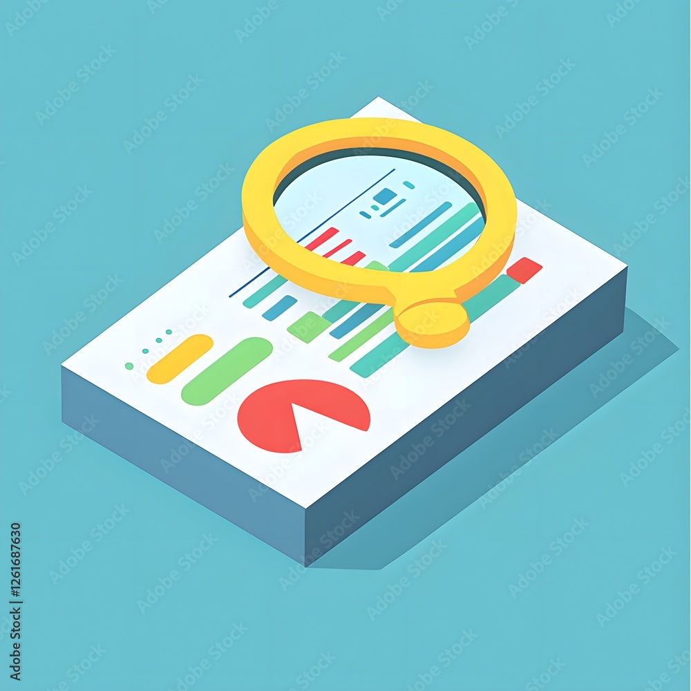 Poster Analyzing data report with magnifying glass