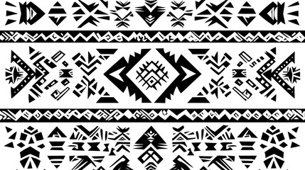 Striking Tribal Pattern Art with Ethnic Aztec Inspired Motifs and Geometric Ornamental Elements