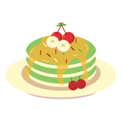 Yummy Pancake Illustration with Flat Cartoon Design. Isolated on White Background.