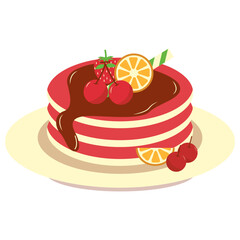 Yummy Pancake Illustration with Flat Cartoon Design. Isolated on White Background.