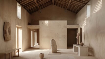 Serene Minimalist Interior: A Study in Beige and Light