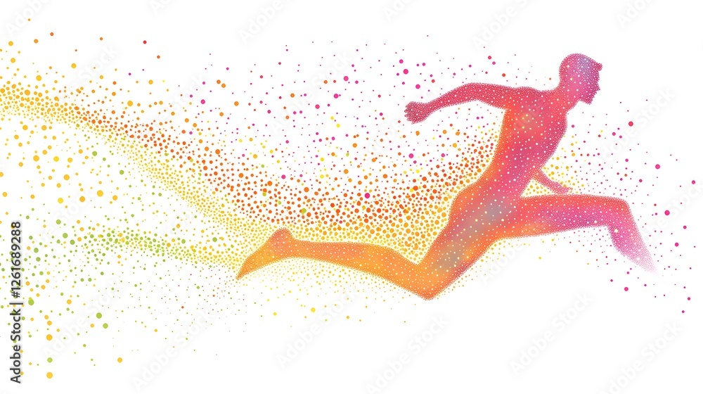 Poster abstract colorful image of a running man