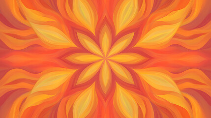Symmetric Floral Design with Warm Tones of Yellow and Orange Abstract Artistic Expression