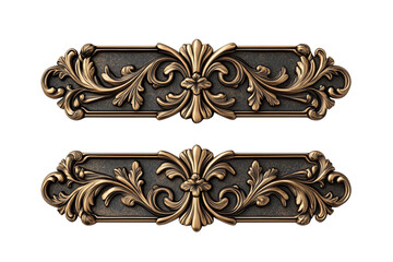 Ornate Floral Design Elements: Intricate, golden floral motifs with intricate detailing  in a baroque style, suitable for decorative design projects, crafting,  and ornate design patterns.  