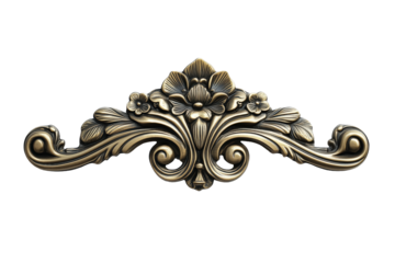 Ornate Bronze Floral Design: An exquisite antique-style bronze ornament featuring a central floral motif flanked by elegant scrollwork.