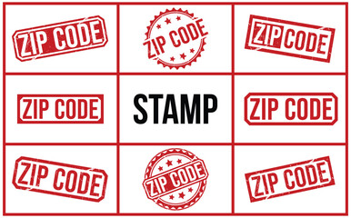 ZIP CODE red rubber stamp vector design.
