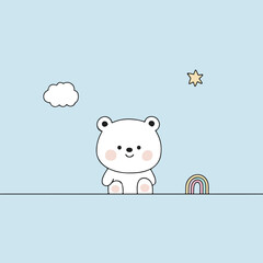 Fototapeta premium Cute Cartoon Bear with Rainbow