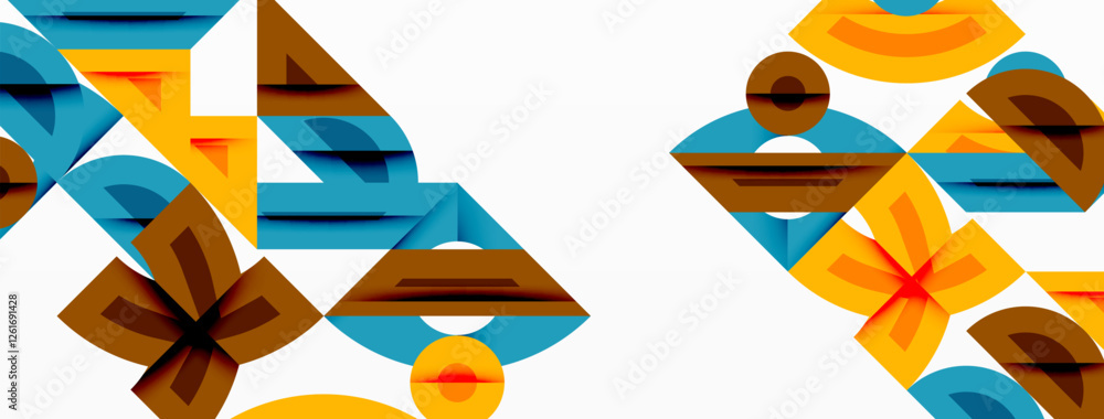 Poster abstract geometric background with shapes, featuring circular and rounded elements. bold contrast, s