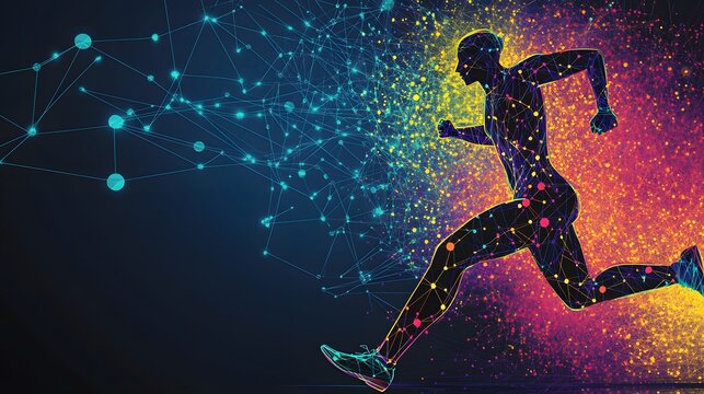 Digital runner bursts forth from technological network of connection