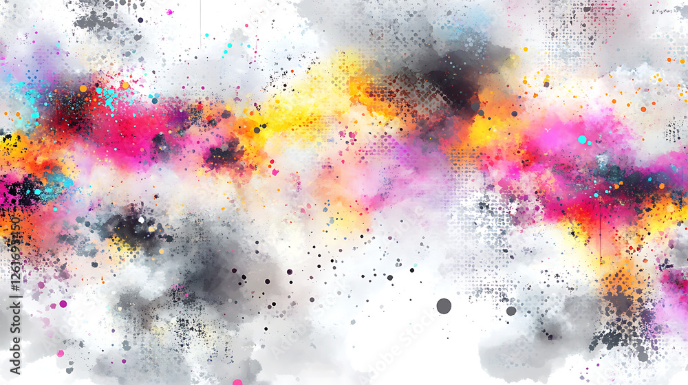 Aufkleber vibrant abstract watercolor explosion of color and texture in a dynamic composition 90c