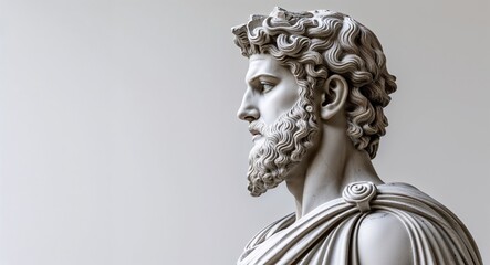 Chronos Greek god statue side view portrait on plain white background