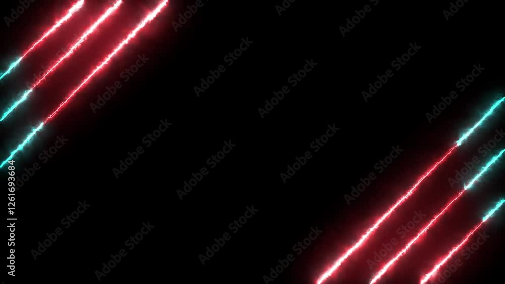 Poster abstract glowing neon lights blinking lines moving animation.